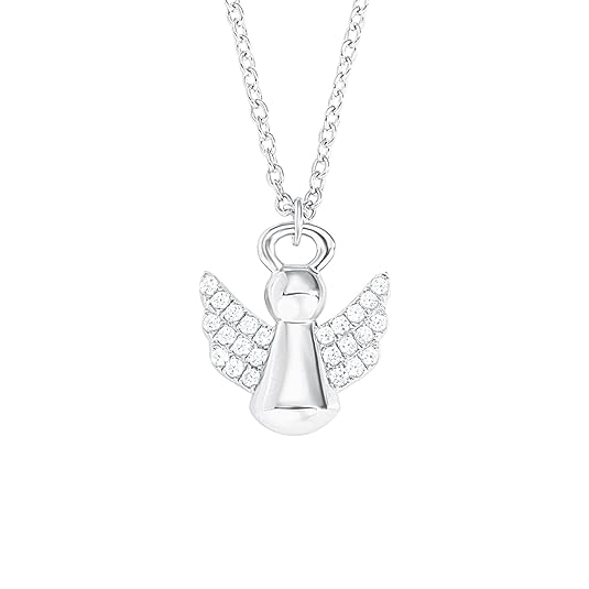 S.Oliver Kinder Kette mit Engel-Anhänger Schutzengel 925 Sterling Silber rhodiniert Zirkonia 37+3 cm weiß