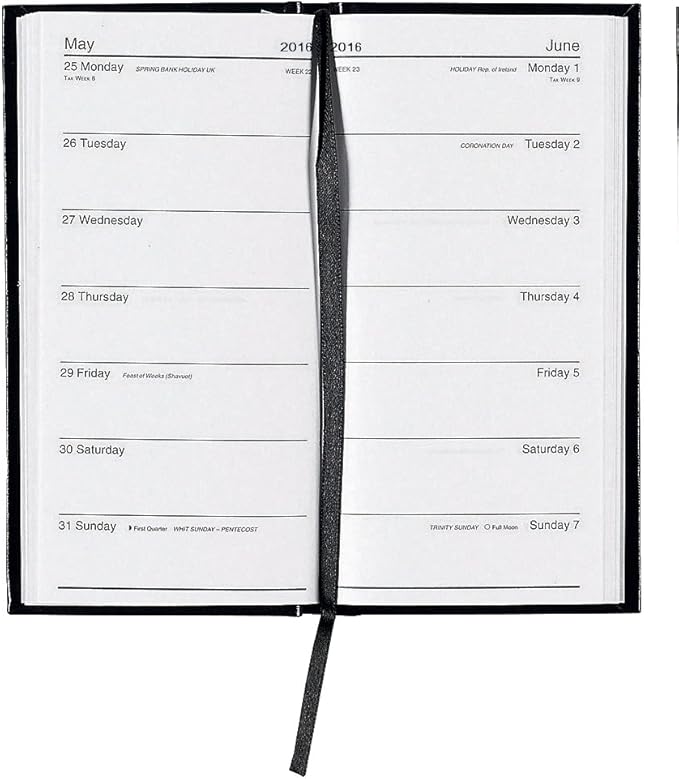 5 Star 2016 Pocket Diary Slim 2 Weeks to View 70gsm W80xH160mm Black