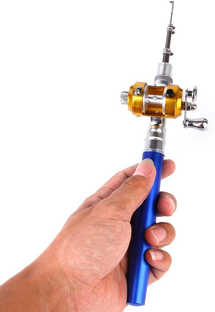 blue fishing pole
