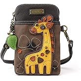 CHALA Wilderness Animal Collection Cell Phone Crossbody Purse-Women PU Leather/Canvas Multicolor Handbag w/Adjustable Strap