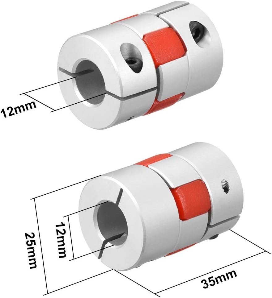 sourcing map 2pcs Shaft Coupling 12mm to 12mm Bore L35xD25 Flexible Coupler Joint for Servo Stepped Motor - Image 3