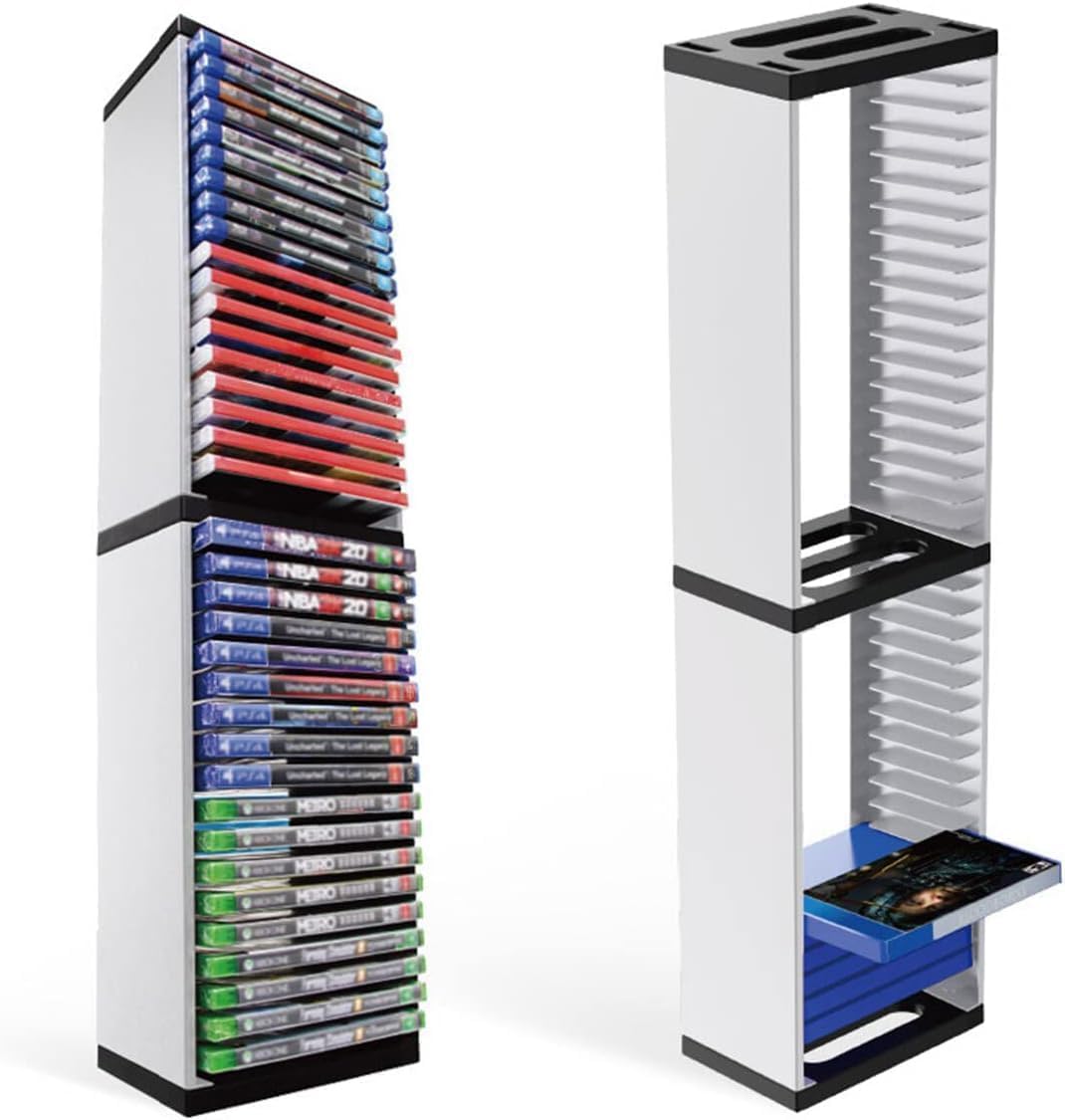 NCONCO Game Storage Tower 36pcs Hold Game Disks Storage Tower ABS Universal Games Storage Tower for PS5/PS4/Xbox One/NS and Blu-Ray Disks
