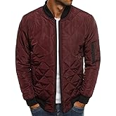 Gafeng Mens Flight Bomber Diamond Quilted Jacket Lightweight Varsity Jackets Winter Warm Padded Coats Outwear