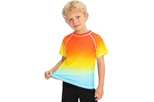 Bivivvy Boys Swim Shirt UPF 50+ Rash Guard Toddler Kids Short Sleeve UV Sun Protection Shirt Quick Dry Swim Top Beach 3-11Y