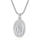 Rnivida Miraculous Medal Necklace for Men, Saint Benedict Michael Virgin Mary Medals Pendant Necklace