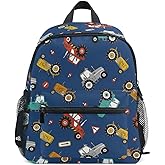 Fisyme Toddler Backpack Farm Tractors School Bag Kids Backpacks for Kindergarten Preschool Nursery Girls Boys, S