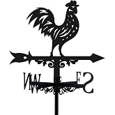 beinkmake 3D Rooster Weathervane Metal Wind Vane Weathercock Garden Decoration Wind Direction Indicator Stake Roof Mount Ornament for Farmhouse Yard Outdoor