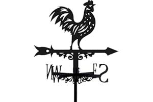 beinkmake 3D Rooster Weathervane Metal Wind Vane Weathercock Garden Decoration Wind Direction Indicator Stake Roof Mount Ornament for Farmhouse Yard Outdoor