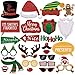 Glitter Christmas Photo Booth Props Kit - 25 Count Large Photography Party Decorations Gifts, Fun Santa Elfie Selfie Posing Signs DIY Craft Backdrop Accessories for Birthday New Year Holiday