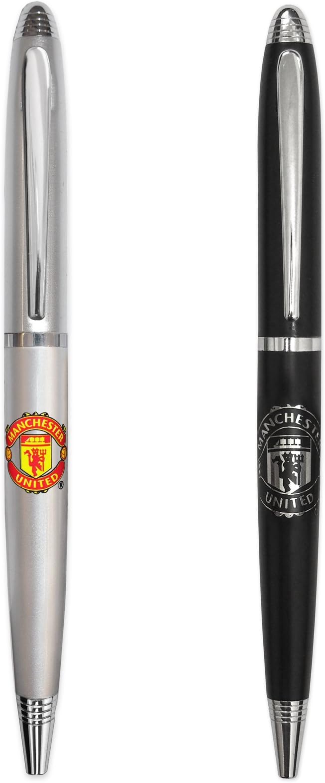 Manchester United FC Official Football Gift Boxed 2 Pk Chrome Ballpoint