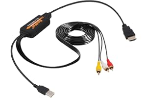 AuviPal 1080P RCA to HDMI Converter, All-in-One Composite AV to HDMI Audio Video Adapter for VHS/VCR/ PS1/ PS2/ PS3/ STB/Xbox/Blue-Ray DVD Players and More (All Cables Included)