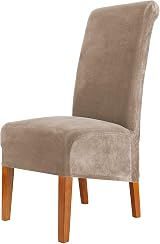 CMAKER Velvet Dining Chair Covers Large Stretch Chair Slipcovers Camel Set of 2 view 1