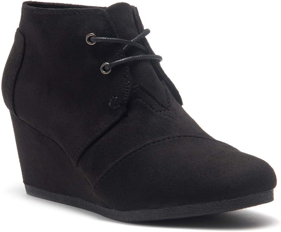 Corlina Women's Fashion Casual Outdoor Low Wedge Heel Booties Shoes Lace up Close Toe Ankle boots