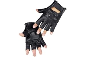 Fingerless Genuine Leather Gloves for Men Half Finger Driving Sport Gloves Black Long Keeper