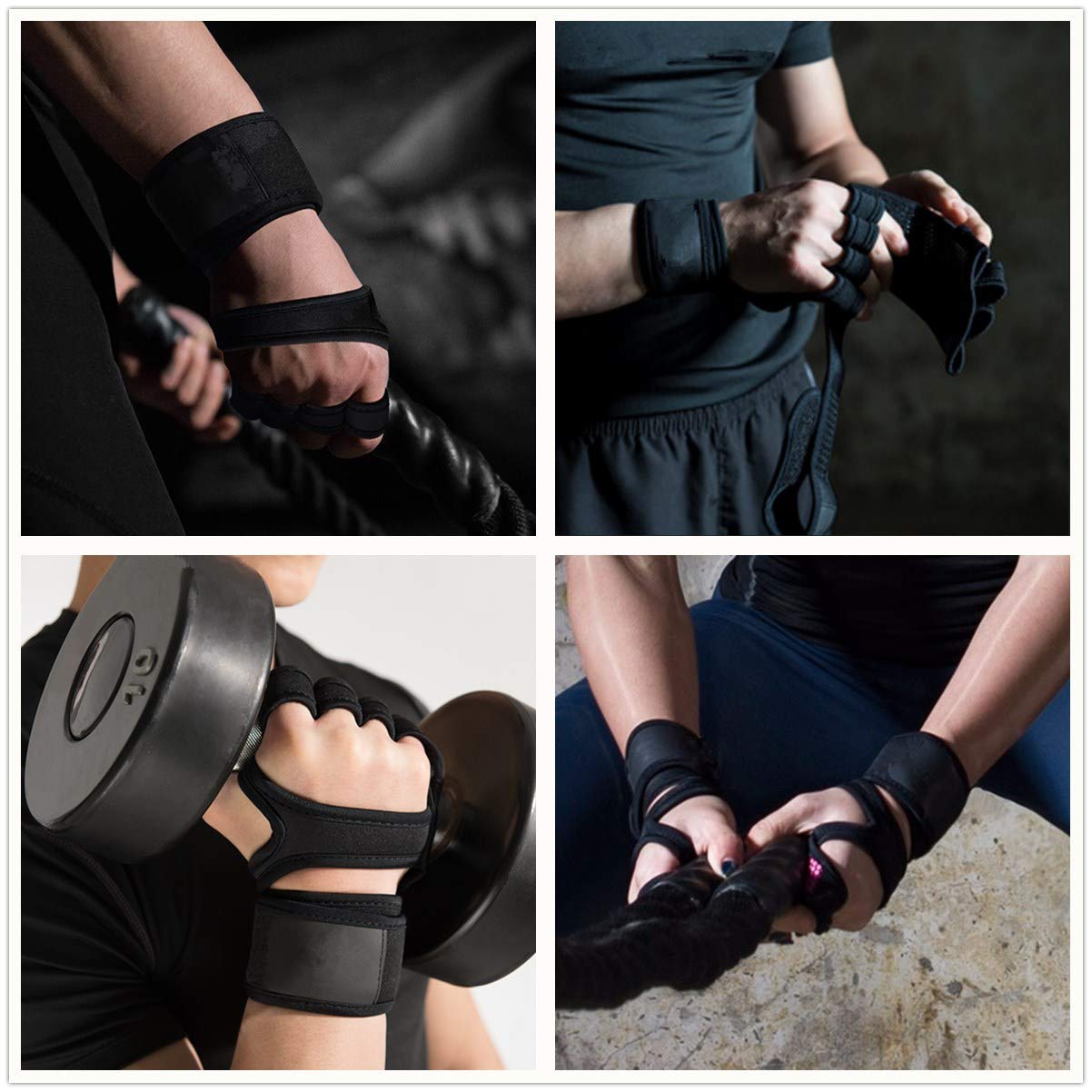 XuanYi Weight Lifting Gloves with Wrist Wraps Extra Strong Grip Training Gloves for Pull Ups, Gym Cross Training, Powerlifting. Silicone Padding, No Calluses. Suits Men & Women (Black, M)