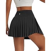 baleaf Pleated Tennis Skirt for Women with Shorts High Waisted Lightweight Athletic Golf Skort Skirts Zipper Pockets