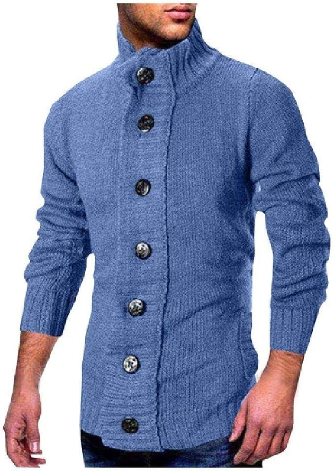 Autumn Winter Men's Sweater Coat Jackets Single Breasted Knit Sweater