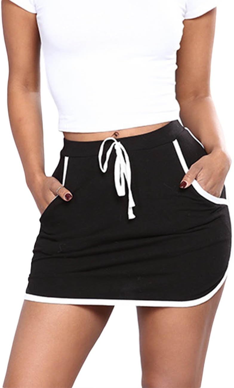 Womens Fitness Athletic Active Tennis Golf Mini Skirt Lightweight Skirts with Pockets(NO Pants Inside)