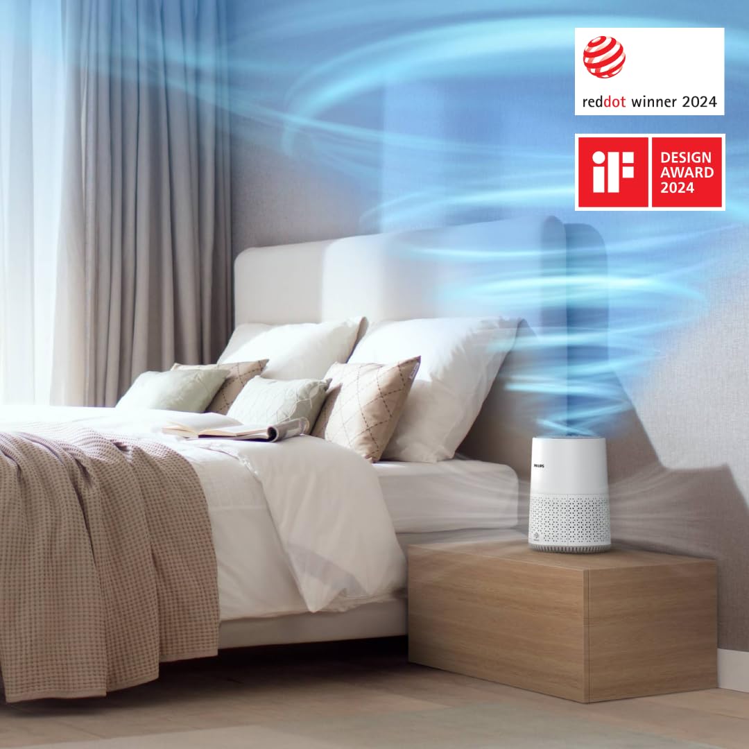 Philips Luftreiniger 600 Serie, Ultraleise und energieeffizient Für Allergiker, HEPA-Filter entfernt 99,97% der Schadstoffe, Für Räume bis zu 44m², App-gesteuert, Weiß (AC0650/10) 2