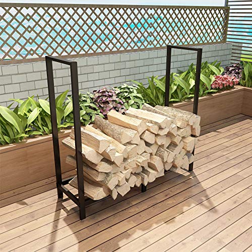 Firewood Rack Outdoor 4 Ft Log Holder For Fireplace Indoor Fire Wood Storage Holding Stand Heavy Duty