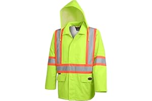Pioneer V1081360 Hi-Viz Safety Rain Jacket, Tear and Abrasion Resistant