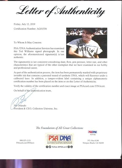 ted williams signed autograph auto