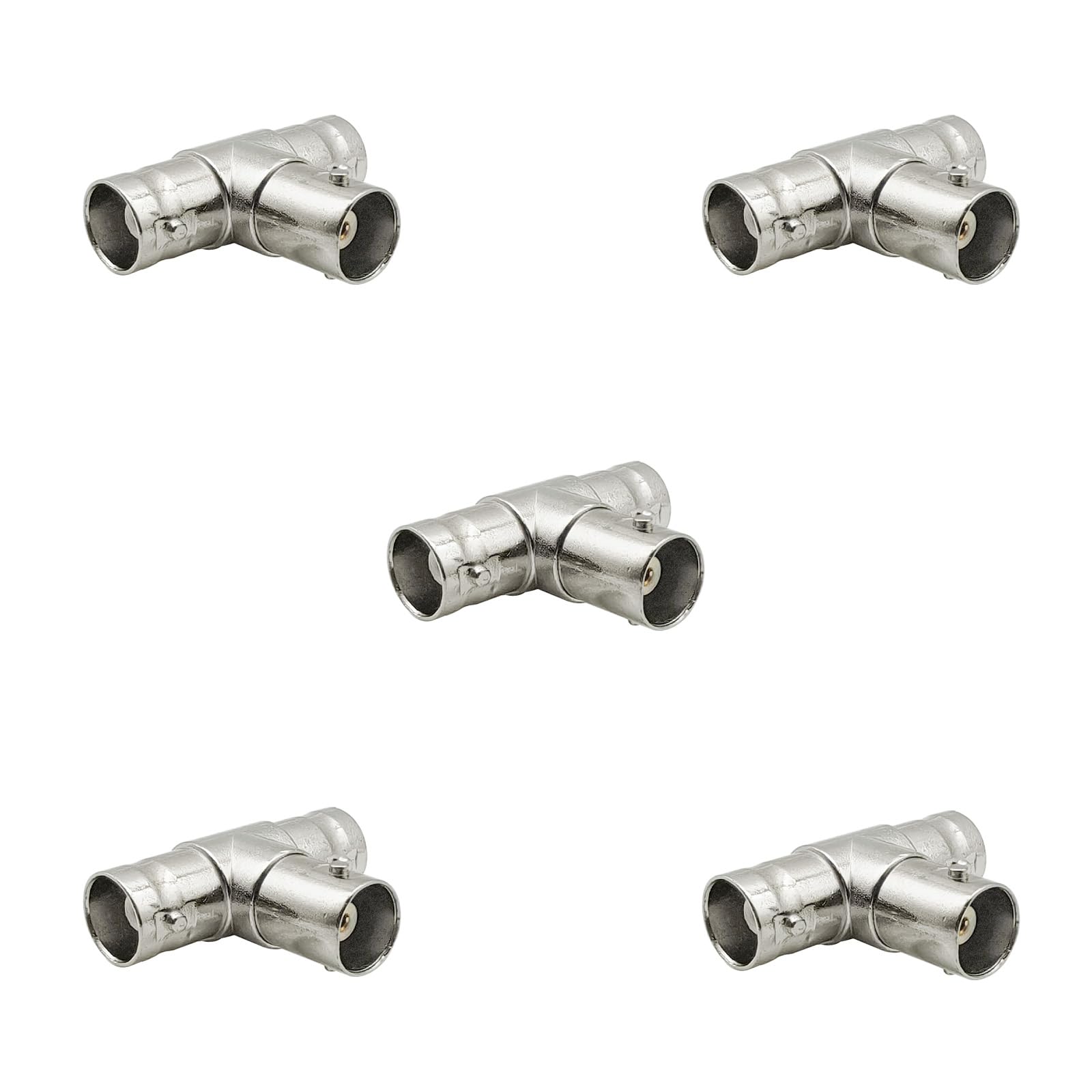 iYueMps BNC T Type 3 Way Splitter Female to Female Adapter Connector for Coax Coaxial Cable (5 Pcs)