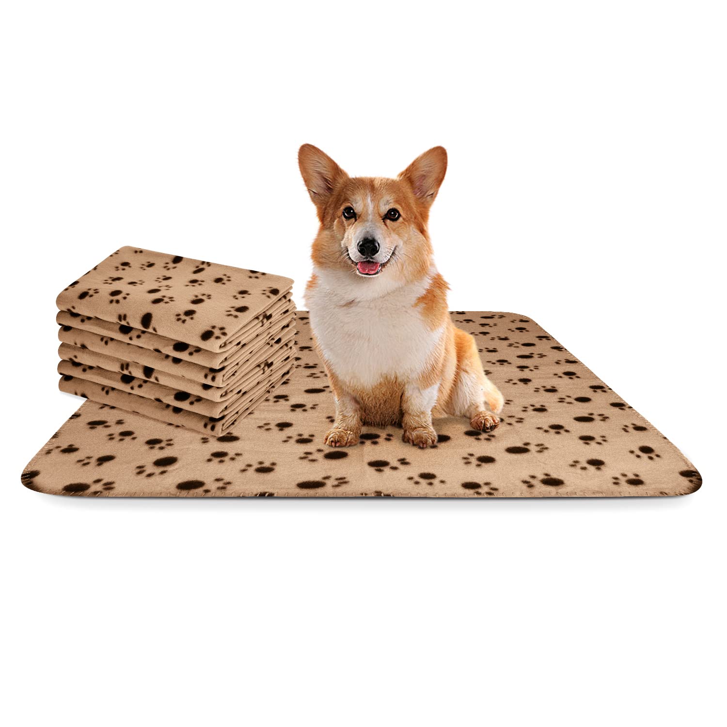 Nobleza - 6 x Dog Blanket Cat Cushion Puppy Kitten Sleep Pad Mat Pet Bed Cover Washable Warm Soft Fluffy Fleece Blankets Beige 75 * 75cm