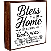 Christian Decor Housewarming Gifts Home Decor gifts Bless this Home Wooden Box Sign Christian Decorations for House Office Bedroom Living Room Desk Table Shelf