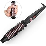 PHOEBE Curling Iron Brush, Dual Voltage Travel-friendly Tourmaline Ceramic Ionic Hair Curler Hot Brush, Anti-scald Instant He