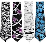 4 Novelty Halloween Neckties; Skeletons, Spider & More..
