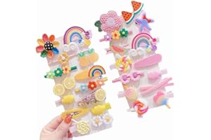 DACUAN Hair Clips, Adorable Fun Hair Accessories Cute Candy Color Rainbow Flower Fruit Dessert Patterns (38 Pcs)