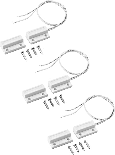 QWORK 3Pcs MC-38 Wired Door Window Magnetic Reed Switch Sensor Normally Open