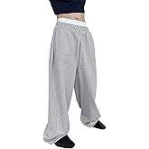 Pillxter Men's Baggy Sweatpants Cotton Fleece Wide Leg Lounge Sweat Pants Drawstring Waist Jogging Pants with Pockets