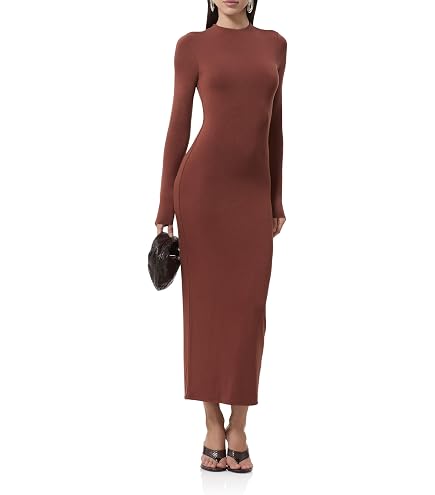 AFRM Women's Cody Cap Sleeve Tee Shirt Maxi Bodycon Dress, Cappuccino, X-Small at Amazon Women's Clothing store