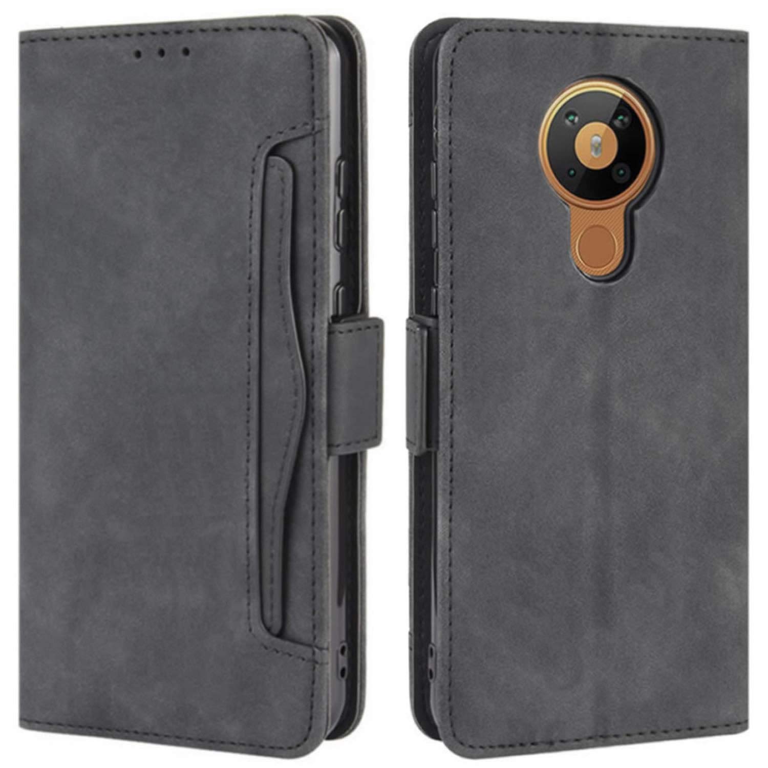 HualuBro Nokia 5.3 Case, Magnetic Full Body Protection Shockproof Flip Leather Wallet Case Cover with Card Slot Holder for Nokia 5.3 Phone Case (Black)