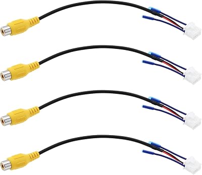 OTOTEC 4Pcs 10Pin to RCA Car Reversing Camera Adapter Wiring Harness for Large