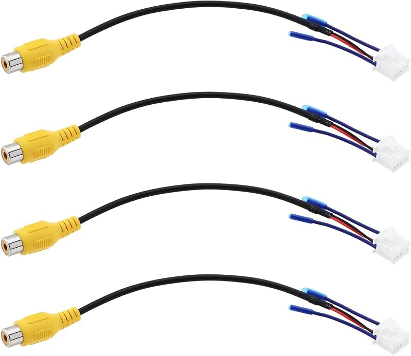OTOTEC 4Pcs 10Pin to RCA Car Reversing Camera Adapter Wiring Harness for Large