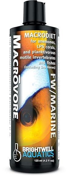 BRIGHTWELL AQUATICS MACRŌVORE MARINE CRUSTACEAN ROE FOR CORALS ANEMONES FISH ENRICHED WITH AMINO ACIDS OMEGA-3 FOR COLOR HEALTH FEEDING IN AQUARIUMS, 125 ML