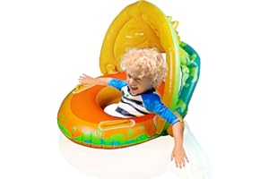 RUILAIBO Inflatable Baby Pool Float with Canopy Removable Sun Protection Swimming Ring with Handle for Baby Toddler