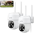 Wansview 2K Security Cameras Outdoor-2.4G WiFi Cameras for Home Security Outside (Corded), Color Night Vision, 24/7 SD Card Storage (2Pack)