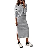 Dokotoo 2 Piece Sets for Women Sweater Dress Knit Travel Outfits Winter Dresses Skirt Set