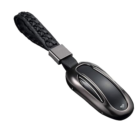 Fancyauto Key Case For Tesla X Aluminum Alloy Key Cover For Tesla Model X Smart Romote Key Fob Key Protection Case Dark Grayknitted