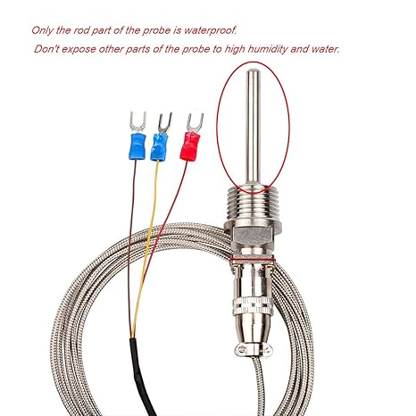 Crocsee Rtd Pt100 Temperature Sensor Probe 3 Wires 2m Cable Thermocouple 58 572 F 50 300 C 1 2 Npt Thread