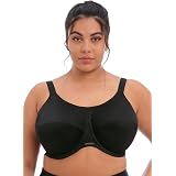 Elomi Women's Plus Size Energise Underwire Sports Bra with Racerback Conversion, Navy Geo, 46D