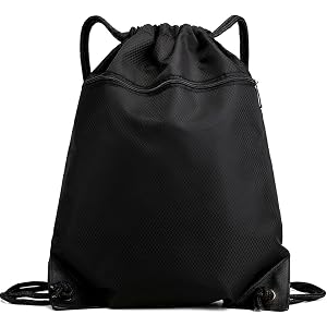 Dntorx Drawstring Backpack Waterproof Gym Bags Drawstring Sackpack, Black | Water-Resistant Oxford Cloth, 34 x 43 Cm, Lightwe
