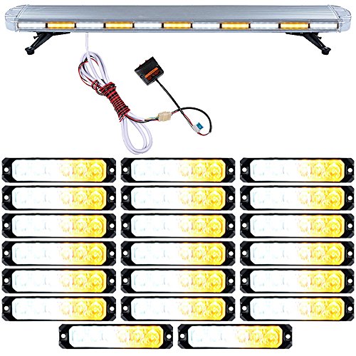 Set 51 White Amber 96 LED Emergency Warning Beacon Hazard Construction