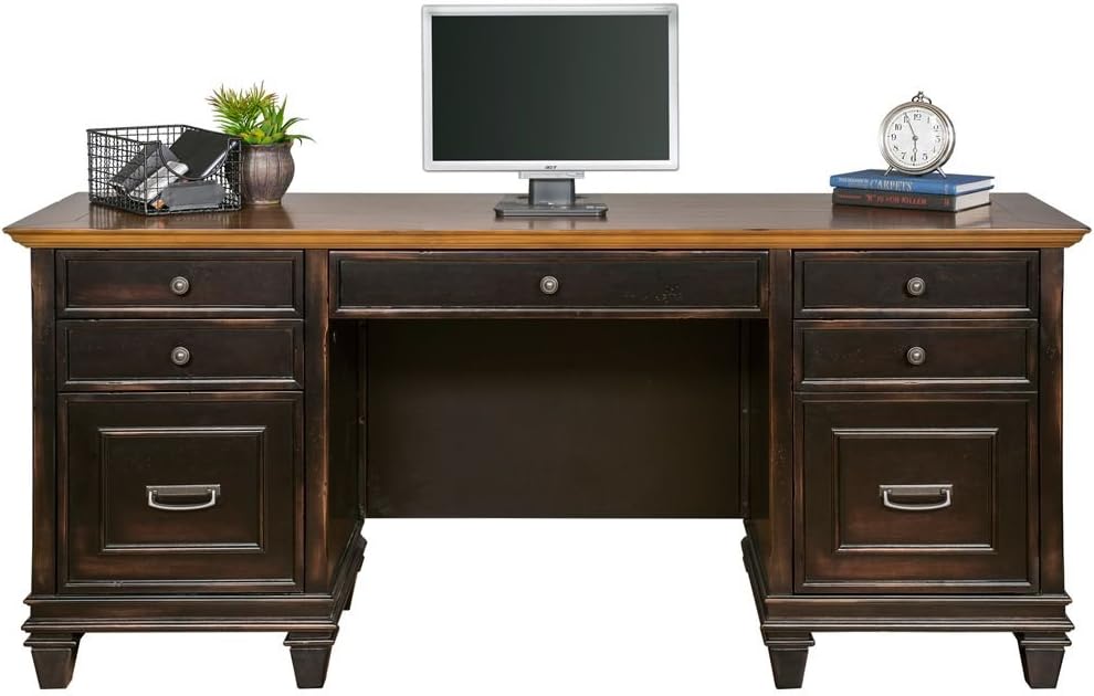Hartford Two-Tone Double Pedestal Credenza - 69.5