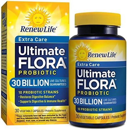 Amazon Com Renew Life Adult Probiotic Ultimate Flora Probiotic Extra Care Shelf Stable Probiotic Supplement Vegetable Capsules 30 Count Health Personal Care