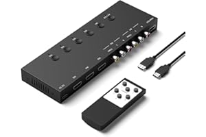 ZUZONG 2 AV to HDMI Converter + 3 HDMI 2.0 to HDMI Switcher（2 in 1 2 Way RCA Composite Switch to HDMI Adapter Support 4:3/16:9 Switching for N64 NGC WII Xbox PS2/3/4/5 DVD Xbox Series/ONE Switch